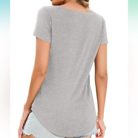 Diane Gilman DG2 Women Shirt Long/Short Sleeve V Neck Curved Hem Tunic Tops M - Picture 2 of 4